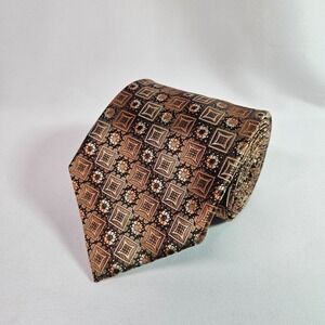 Stacy Adams Hand Made Tie Geometric‎ Brown 3.5" x 59"